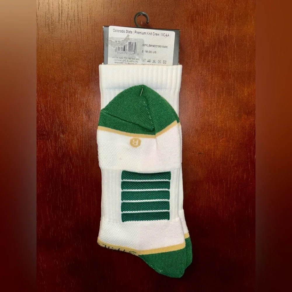 COLORADO STATE STRIDELINE CREW SOCKS NWT MEN’S SHOE SIZE 8-12